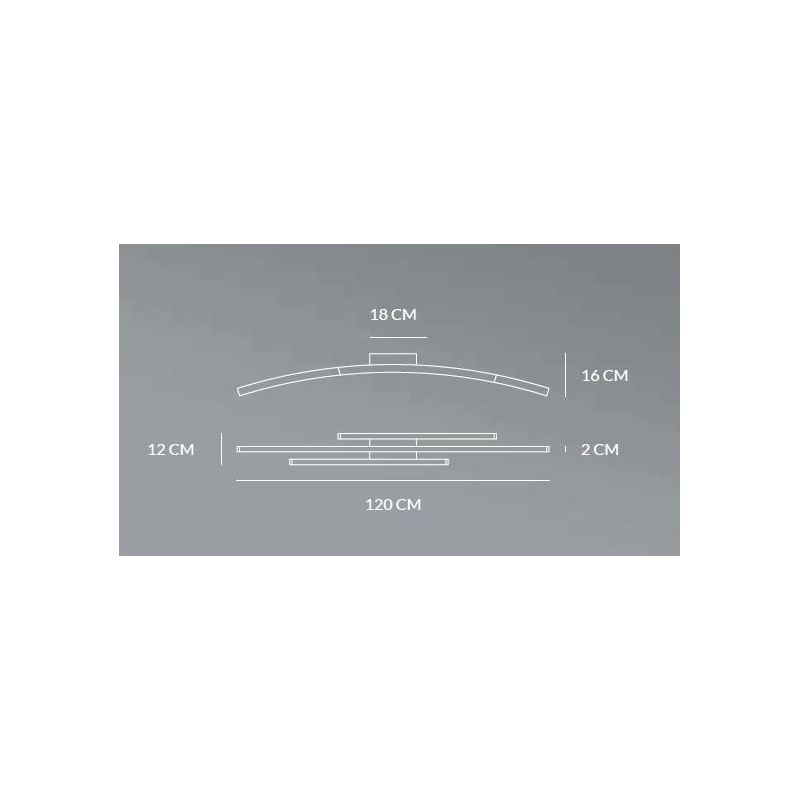 BOW PLAFONIERA MODERNA LED 48W LUCE 3000K/4000K IN ALLUMINIO BIANCO,SABBIA O NERO LARGHEZZA CM 120 Vivida International - Crista