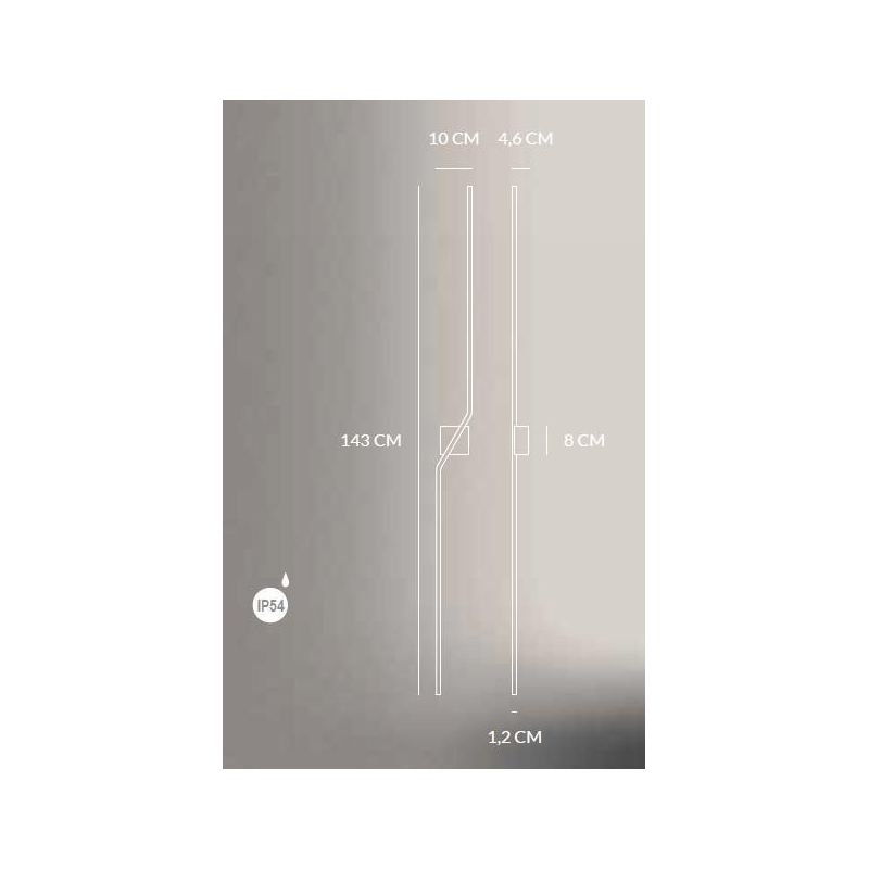 STICK LAMPADA LINEARE IP54 LED 10W LUCE 3000K ALLUMINIO BIANCO MODERNA ALTEZZA CM 143 Vivida International - Cristalensi Shop On