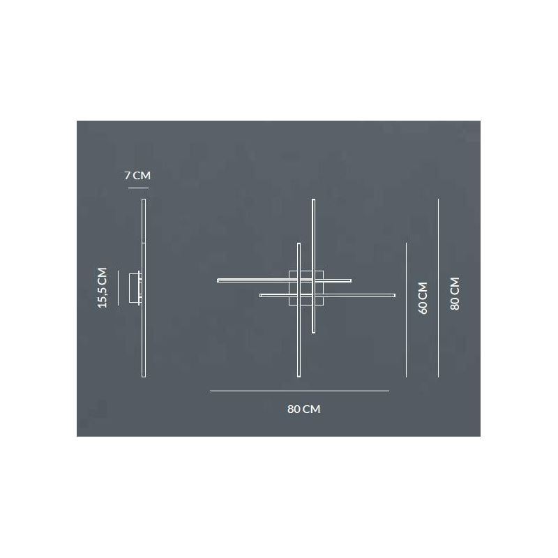 HASHTAG PLAFONIERA MODERNA BIANCA O NERA LED 42W LUCE 3000K DISEGNO A CROCE ORIGINALE Vivida International - Cristalensi Shop On