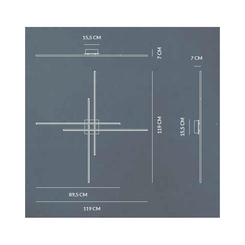 HASHTAG PLAFONIERA MODERNA BIANCA O NERA LED 56W LUCE 3000K DISEGNO A CROCE ORIGINALE Vivida International - Cristalensi Shop On