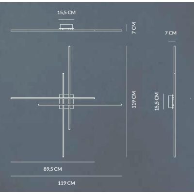 HASHTAG PLAFONIERA MODERNA BIANCA O NERA LED 56W LUCE 3000K DISEGNO A CROCE ORIGINALE Vivida International - Cristalensi Shop On