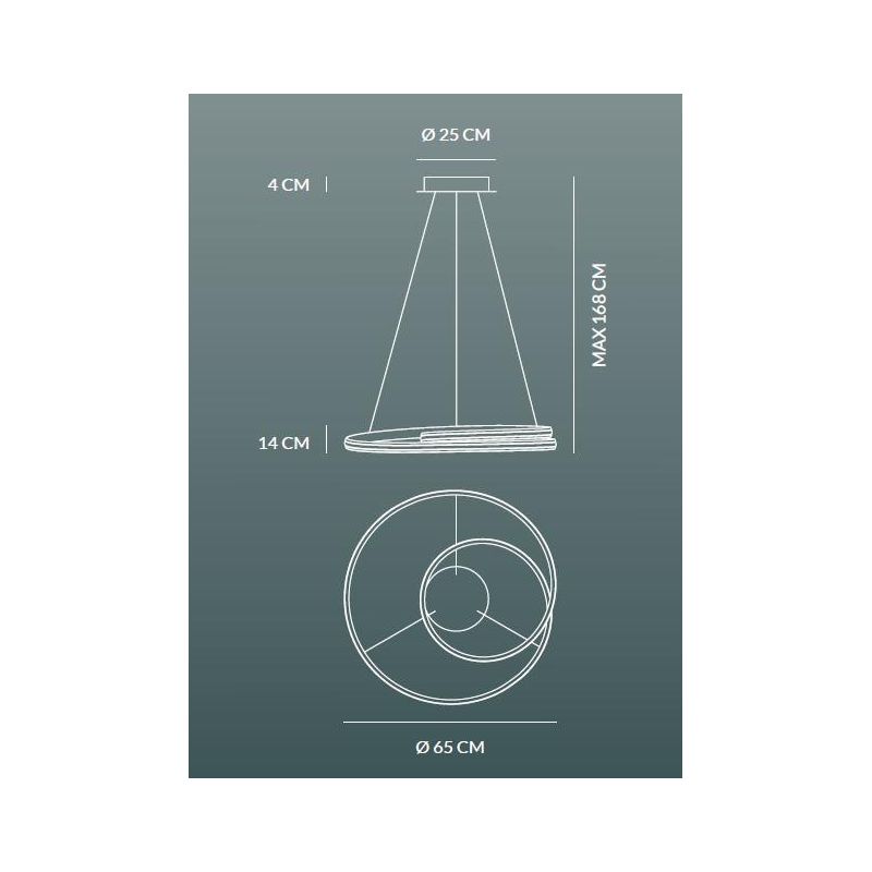 CIRCUIT SOSPENSIONE CON LED 40W DIMMERABILE BIANCA,SABBIA O NERA DIAMETRO CM 65 Vivida International - Cristalensi Shop Online