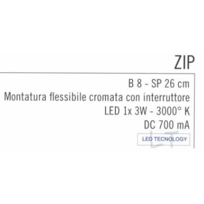 ZIP LED INTEGRATO DA 2W CON FLESSIBILE IN METALLO CROMATO Illuminando - Cristalensi Shop Online