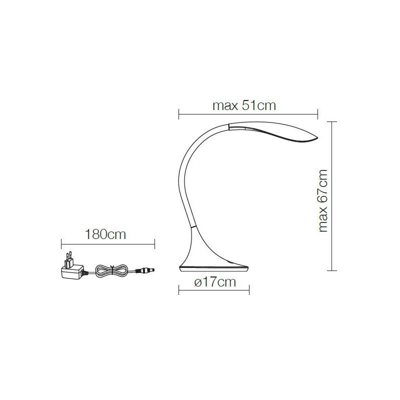 LAMPADA DA TAVOLO A LED 4,5W 3000K CON BRACCIO FLESSIBILE ROSSA,GRIGIA,ORO,BIANCA OPPURE NERA GEA LUCE - Cristalensi Shop Online