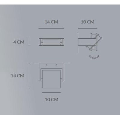 AXELLA APPLIQUE QUADRATA ORIENTABILE LED 10W ALLUMINIO BIANCO, NERO O SABBIA Vivida International - Cristalensi Shop Online