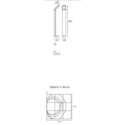 PERTH LAMPADA DA TERRA A LED 9W IP54 H90 Pan International - Cristalensi Shop Online