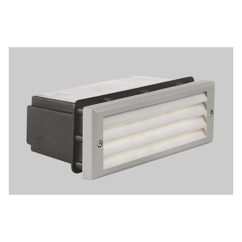 JOKER LAMPADA DA INCASSO IP65 IN ALLUMINIO DI COLORE GRIGIO CHIARO CON ALETTE INCLINATE Pan International - Cristalensi Shop Onl