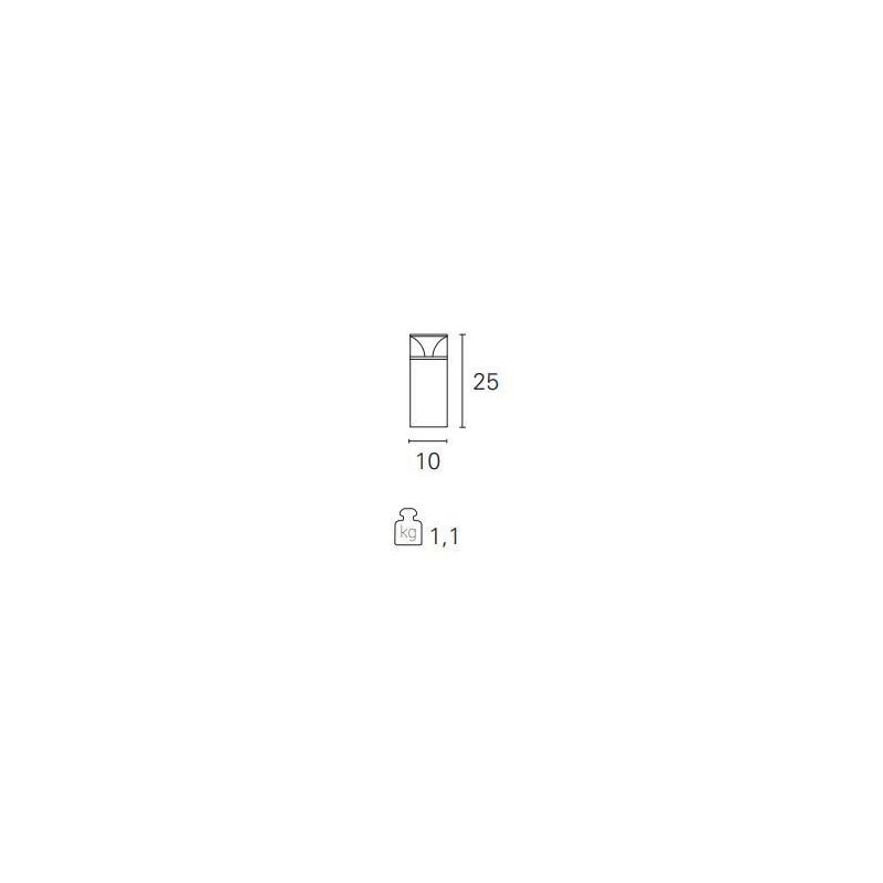 DADO PICCOLO PALETTO DA ESTERNO IP65 ALTEZZA 25 ANTRACITE LED 6W LUCE 3000K MODERNO Pan International - Cristalensi Shop Online