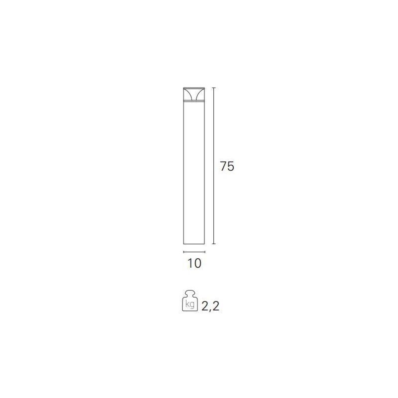 DADO PALO DA ESTERNO IP65 ALTEZZA CM 75 ANTRACITE LED 6W LUCE 3000K MODERNO Pan International - Cristalensi Shop Online
