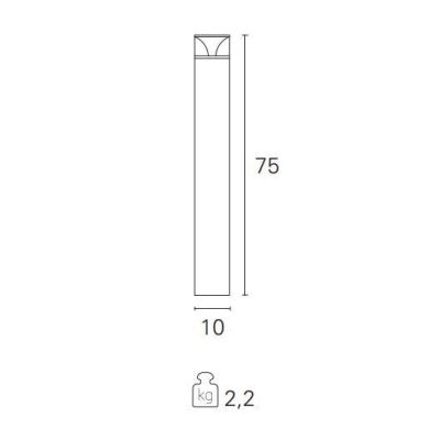 DADO PALO DA ESTERNO IP65 ALTEZZA CM 75 ANTRACITE LED 6W LUCE 3000K MODERNO Pan International - Cristalensi Shop Online