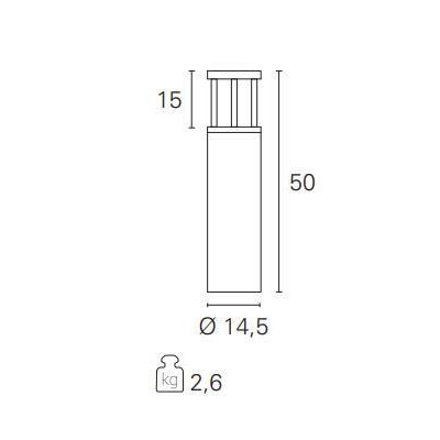 PANTO PICCOLO PALETTO DA ESTERNO IP65 ALTEZZA CM 50 ANTRACITE LED 18W LUCE 3000K MODERNO Pan International - Cristalensi Shop On