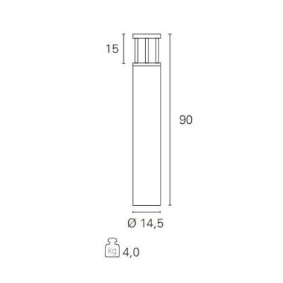 PANTO PALETTO DA ESTERNO IP65 ALTEZZA CM 90 ANTRACITE LED 18W LUCE 3000K MODERNO Pan International - Cristalensi Shop Online