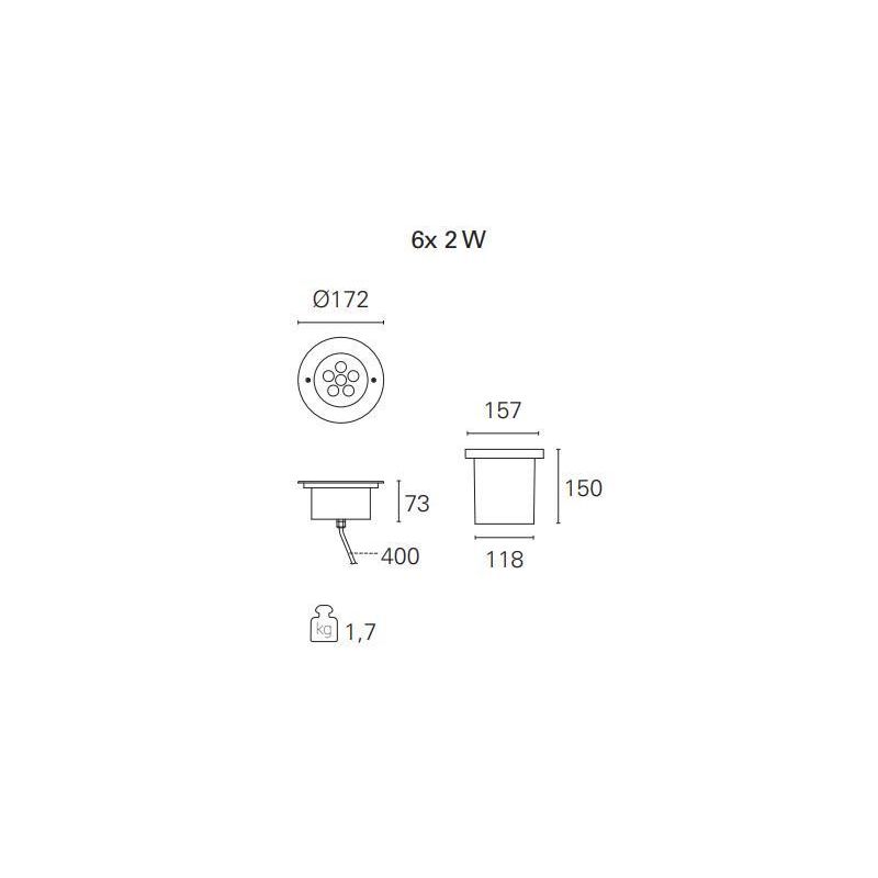 BART MULTILED INCASSO 6X2W 220-240V LUCE 3000K O 4000K IP67 CALPESTABILE Pan International - Cristalensi Shop Online