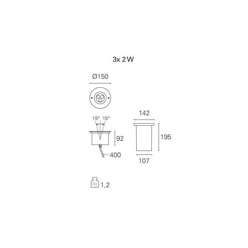 BART MULTILED INCASSO ORIENTABILE 3X2W 220-240V LUCE 3000K O 4000K IP67 CALPESTABILE Pan International - Cristalensi Shop Online