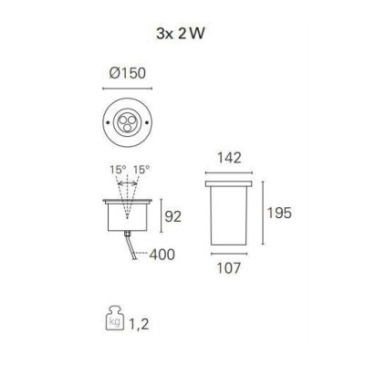 BART MULTILED INCASSO ORIENTABILE 3X2W 220-240V LUCE 3000K O 4000K IP67 CALPESTABILE Pan International - Cristalensi Shop Online