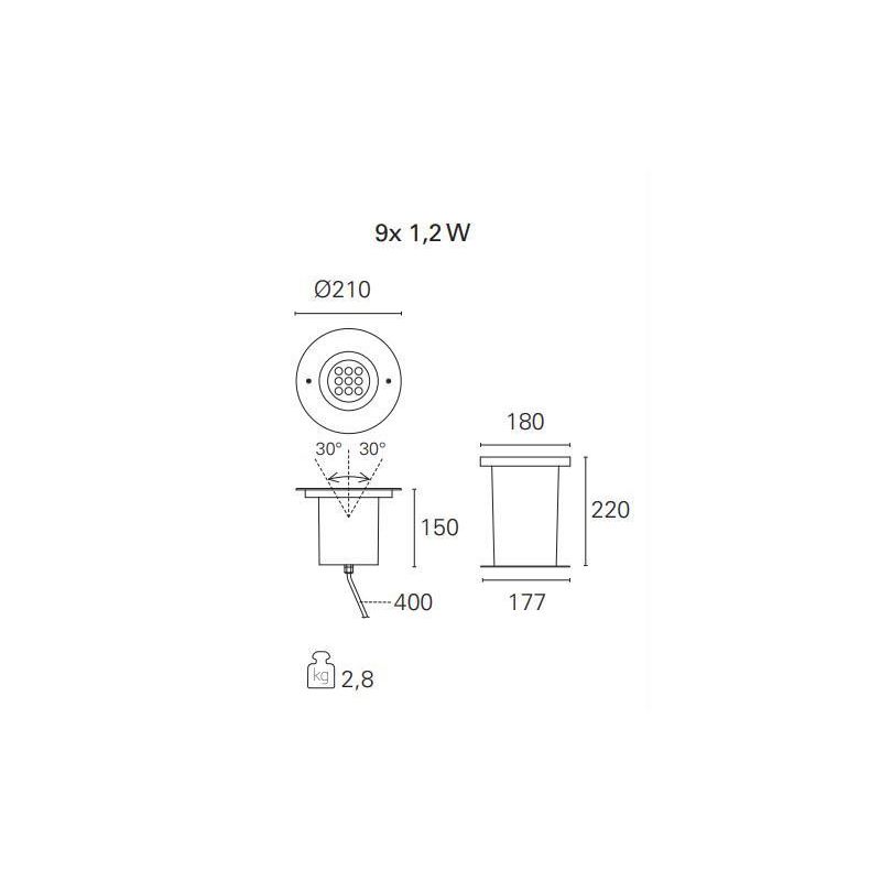 BART MULTILED INCASSO ORIENTABILE 6X2W 220-240V LUCE 3000K O 4000K IP67 CALPESTABILE Pan International - Cristalensi Shop Online