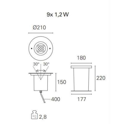 BART MULTILED INCASSO ORIENTABILE 6X2W 220-240V LUCE 3000K O 4000K IP67 CALPESTABILE Pan International - Cristalensi Shop Online