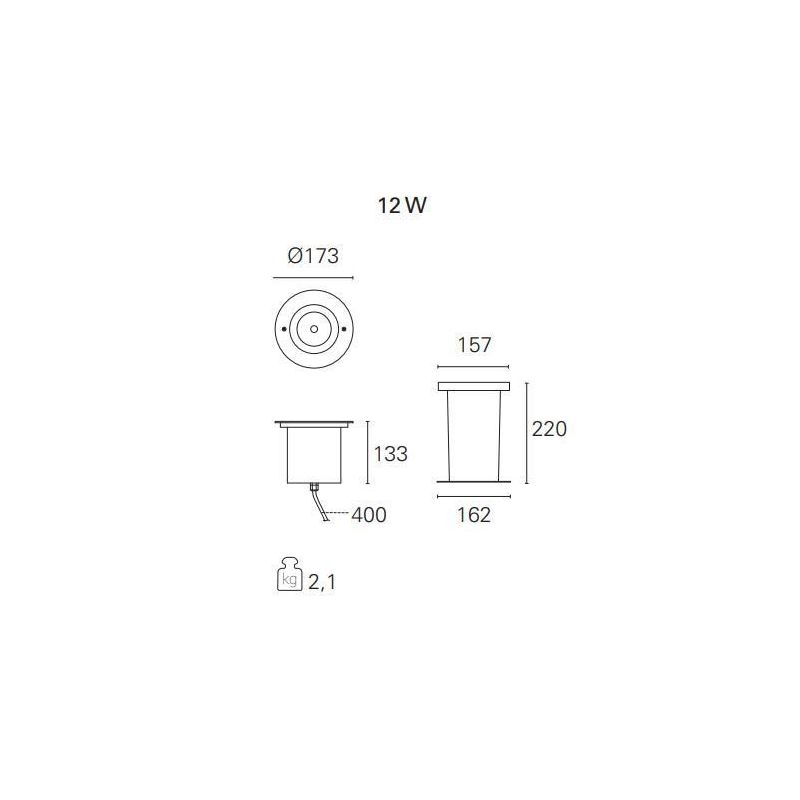 BART COB INCASSO LED 12W LUCE 3000K O 4000K IP67 220-240V CALPESTABILE Pan International - Cristalensi Shop Online