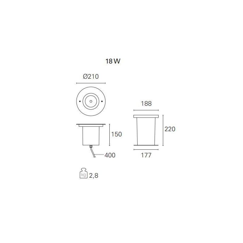 BART COB INCASSO LED 18W LUCE 3000K O 4000K IP67 220-240V CALPESTABILE Pan International - Cristalensi Shop Online