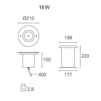 BART COB INCASSO LED 18W LUCE 3000K O 4000K IP67 220-240V CALPESTABILE Pan International - Cristalensi Shop Online