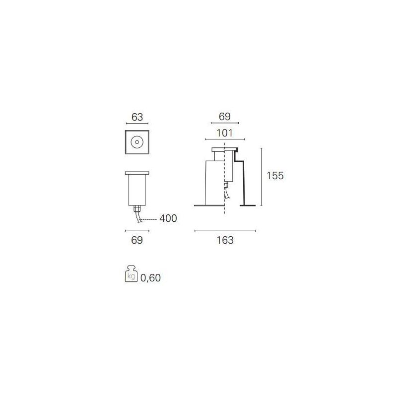 HOLE INCASSO QUADRATO DA ESTERNI IP67 CALPESTABILE BIANCO O NERO LED 6W LUCE 3000K Pan International - Cristalensi Shop Online