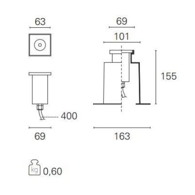 HOLE INCASSO QUADRATO DA ESTERNI IP67 CALPESTABILE BIANCO O NERO LED 6W LUCE 3000K Pan International - Cristalensi Shop Online