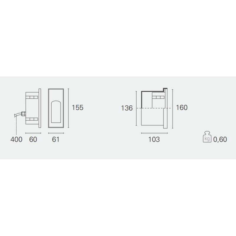 HOLE INCASSO A PARETE PER ESTERNI IP67 BIANCA O NERA LED 6W LUCE 3000K MODERNA Pan International - Cristalensi Shop Online