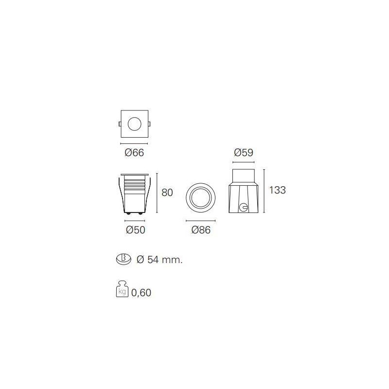 NIP INCASSO QUADRATO COB LED 5W 3000K O 4000K 220/240V IP67 CALPESTABILE Pan International - Cristalensi Shop Online