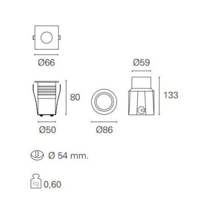 NIP INCASSO QUADRATO COB LED 5W 3000K O 4000K 220/240V IP67 CALPESTABILE Pan International - Cristalensi Shop Online