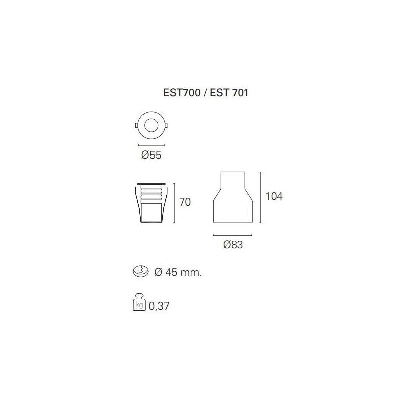 NIP INCASSO ROTONDO POWER LED 2W 3000K O 4000K 24V DC IP67 CALPESTABILE Pan International - Cristalensi Shop Online