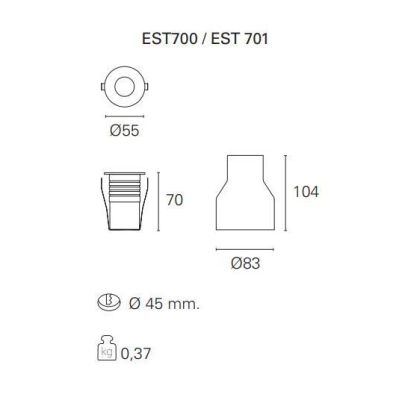 NIP INCASSO ROTONDO POWER LED 2W 3000K O 4000K 24V DC IP67 CALPESTABILE Pan International - Cristalensi Shop Online