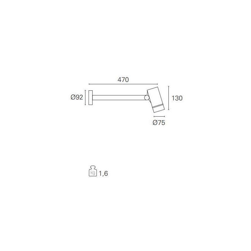 SHOOT FARETTO DA ESTERNO CON BRACCIO ORIENTABILE LED 8W LUCE 3000K GRIGIO SPESSORE CM 47 Pan International - Cristalensi Shop On