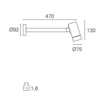 SHOOT FARETTO DA ESTERNO CON BRACCIO ORIENTABILE LED 8W LUCE 3000K GRIGIO SPESSORE CM 47 Pan International - Cristalensi Shop On