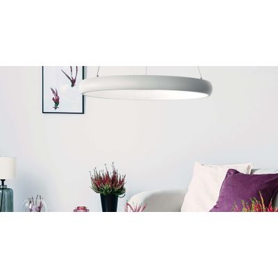 CORONA SOSPENSIONE MODERNA DIAMETRO CM 41 LED 32W LUCE 3000K COLORE BIANCO Pan International - Cristalensi Shop Online