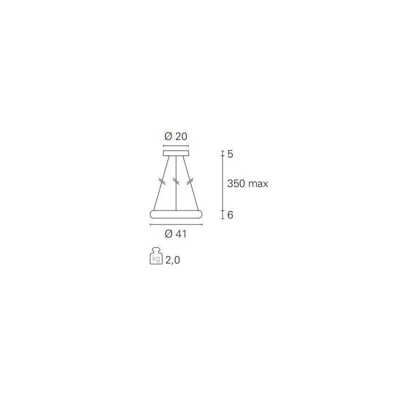 CORONA SOSPENSIONE MODERNA DIAMETRO CM 41 LED 32W LUCE 3000K COLORE BIANCO Pan International - Cristalensi Shop Online