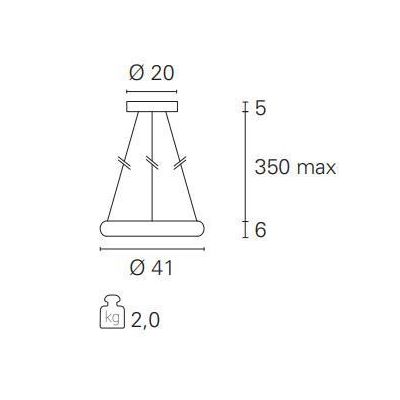 CORONA SOSPENSIONE MODERNA DIAMETRO CM 41 LED 32W LUCE 3000K COLORE BIANCO Pan International - Cristalensi Shop Online