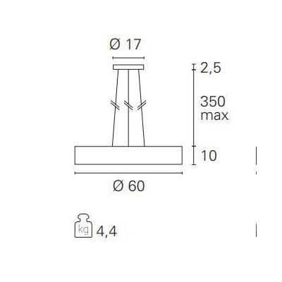 PENNY SOSPENSIONE ROTONDA DIAMETRO CM 60 MODERNA LED 60W LUCE 3000K COLORE BIANCO Pan International - Cristalensi Shop Online