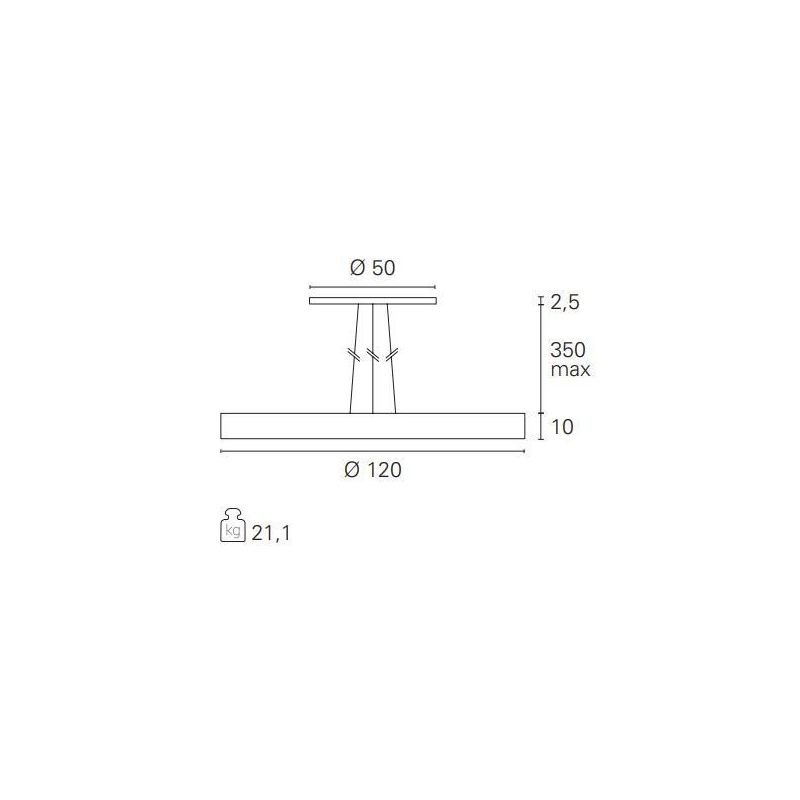 PENNY SOSPENSIONE ROTONDA DIAMETRO CM 120 MODERNA LED 195W LUCE 3000K COLORE BIANCO Pan International - Cristalensi Shop Online