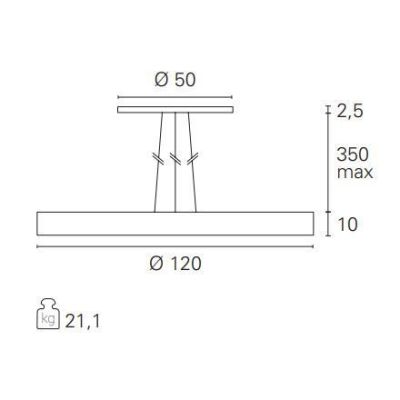 PENNY SOSPENSIONE ROTONDA DIAMETRO CM 120 MODERNA LED 195W LUCE 3000K COLORE BIANCO Pan International - Cristalensi Shop Online