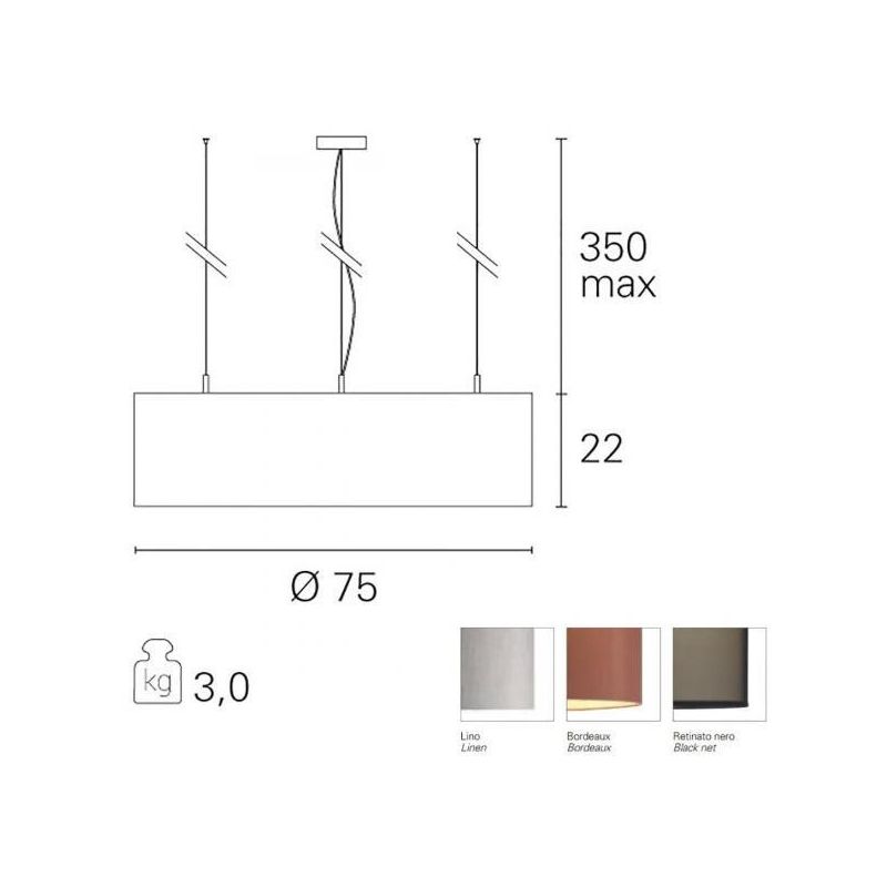 SATURNO SOSPENSIONE MODERNA DIAMETRO CM 75 CON PARALUME IN TESSUTO 3 COLORI ATTACCO 6XE27 Pan International - Cristalensi Shop O