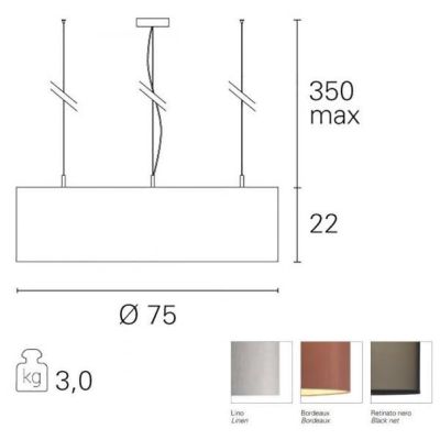 SATURNO SOSPENSIONE MODERNA DIAMETRO CM 75 CON PARALUME IN TESSUTO 3 COLORI ATTACCO 6XE27 Pan International - Cristalensi Shop O
