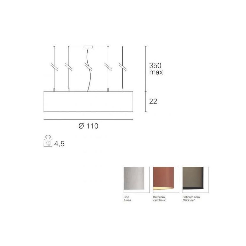 SATURNO SOSPENSIONE MODERNA DIAMETRO CM 110 CON PARALUME IN TESSUTO 3 COLORI ATTACCO 8XE27 Pan International - Cristalensi Shop