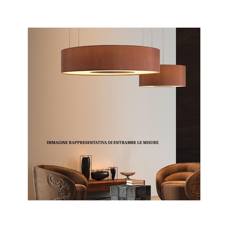 SATURNO SOSPENSIONE MODERNA DIAMETRO CM 110 CON PARALUME IN TESSUTO 3 COLORI ATTACCO 8XE27 Pan International - Cristalensi Shop