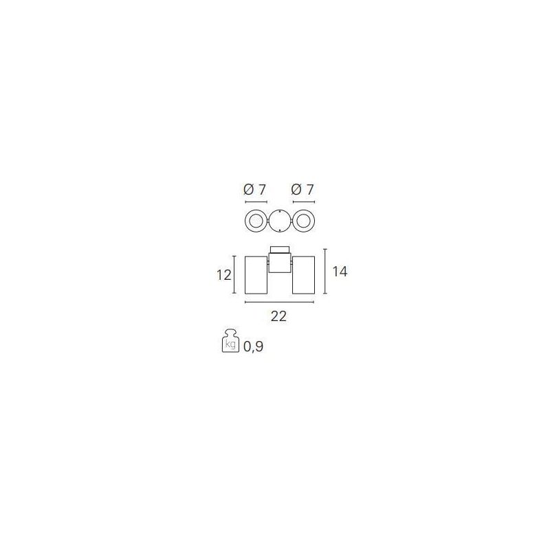 LUPIN PLAFONIERA CON 2 SPOT BIANCA LED 2X7W LUCE 3000K ORIENTABILE MODERNA Pan International - Cristalensi Shop Online