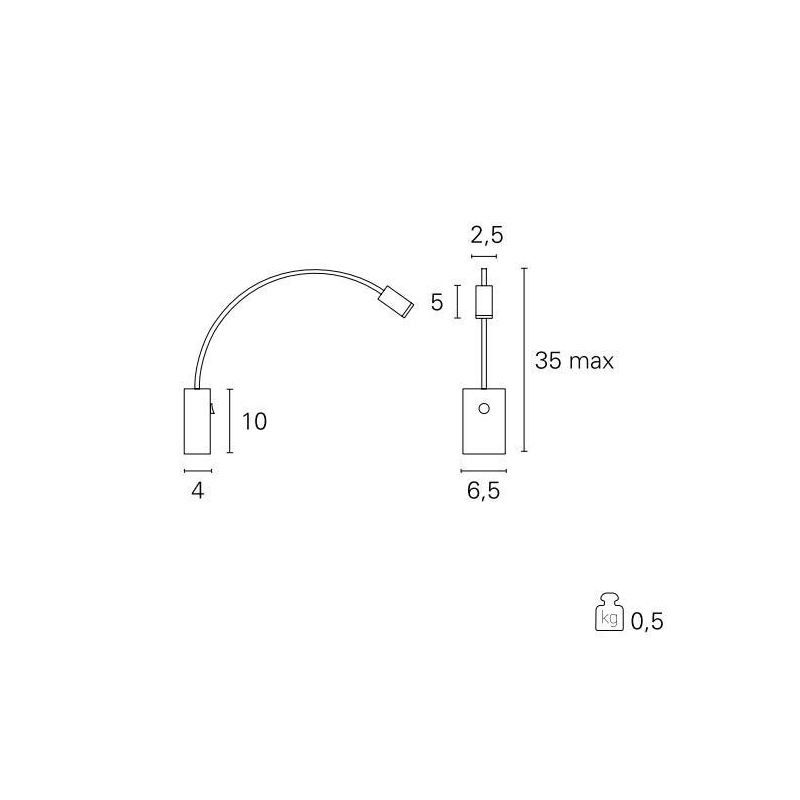 BERLIN APPLIQUE CON PORTA USB E BRACCIO FLESSIBILE LED 3W LUCE 3000K BIANCA O NERA Pan International - Cristalensi Shop Online