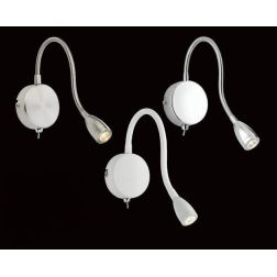 PARIS APPLIQUE DA LETTURA CON BRACCIO FLESSIBILE LED 2W LUCE 3000K BIANCA CROMO O ACCIAIO Pan International - Cristalensi Shop O