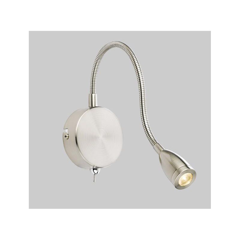 PARIS APPLIQUE DA LETTURA CON BRACCIO FLESSIBILE LED 2W LUCE 3000K BIANCA CROMO O ACCIAIO Pan International - Cristalensi Shop O