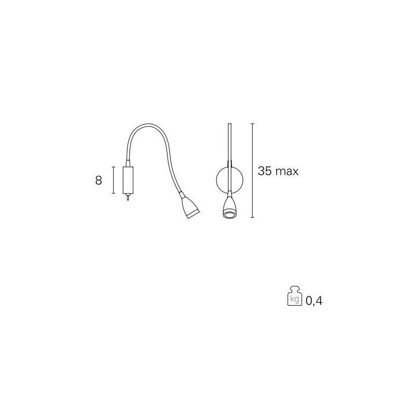 PARIS APPLIQUE DA LETTURA CON BRACCIO FLESSIBILE LED 2W LUCE 3000K BIANCA CROMO O ACCIAIO Pan International - Cristalensi Shop O