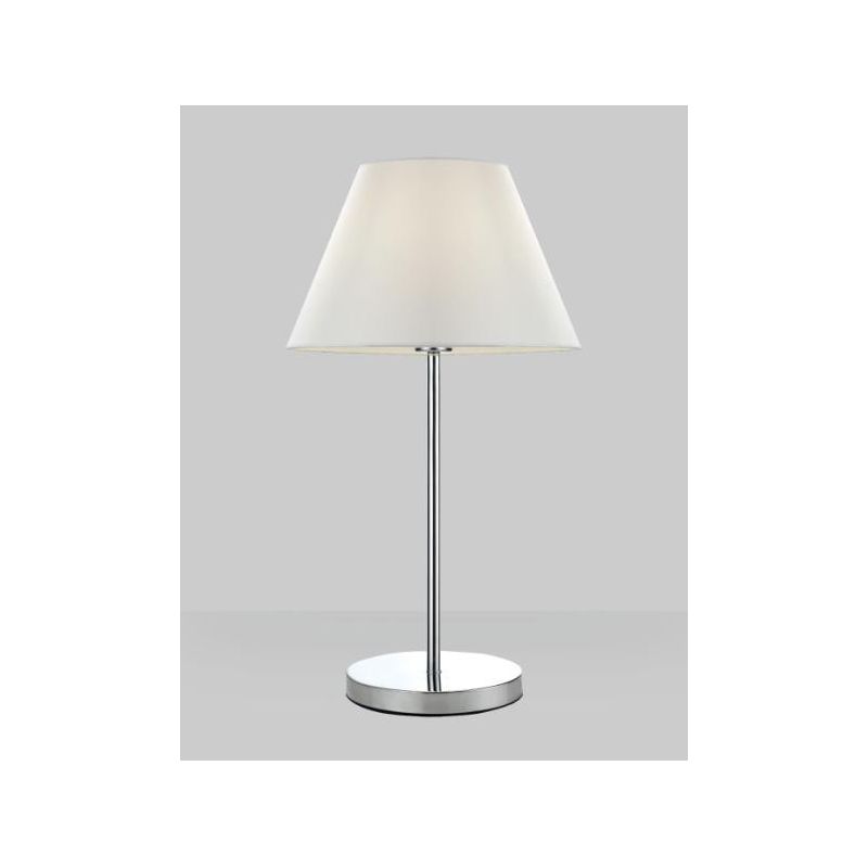 SOFT LAMPADA DA TAVOLO IN METALLO CROMO CON PARALUME IN TESSUTO ALTEZZA CM 54 ATTACCO E27 Pan International - Cristalensi Shop O