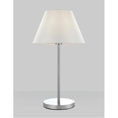 SOFT LAMPADA DA TAVOLO IN METALLO CROMO CON PARALUME IN TESSUTO ALTEZZA CM 54 ATTACCO E27 Pan International - Cristalensi Shop O